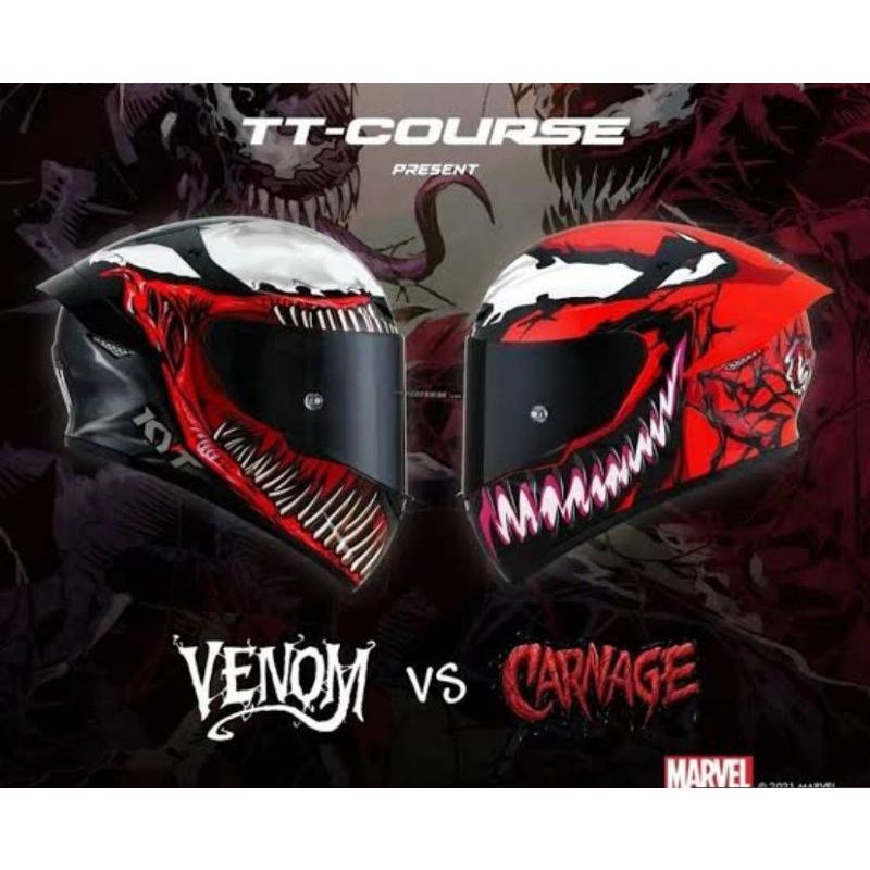 HELM KYT TT COURSE MARVEL VENOM DAN CARNAGE LIMITED EDITION