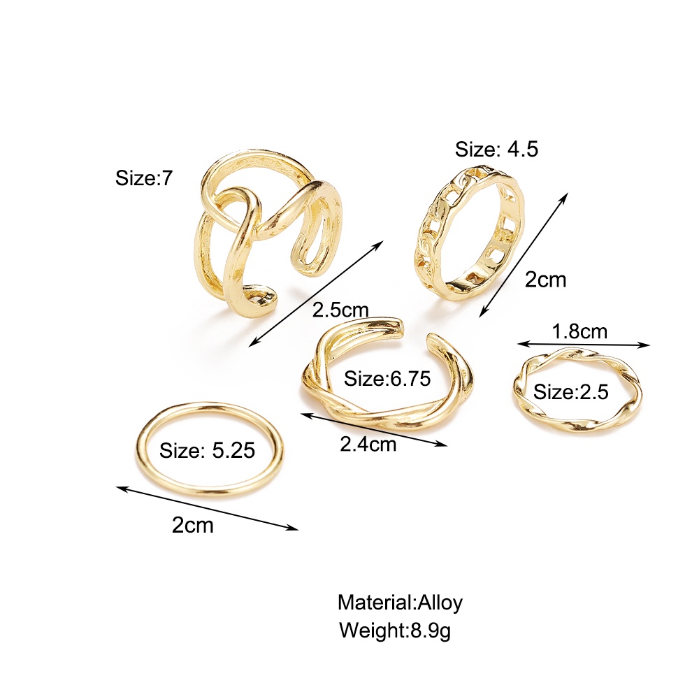 5pcs / Set Cincin Emas Untuk Aksesoris Perhiasan Wanita