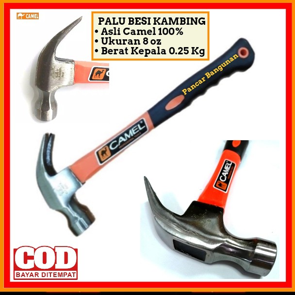 PALU BESI KAMBING FIBER 8 OZ CAMEL - PALU KAMBING FIBER - PALU TUKANG - PALU KAMBING - PALU SERBAGUN