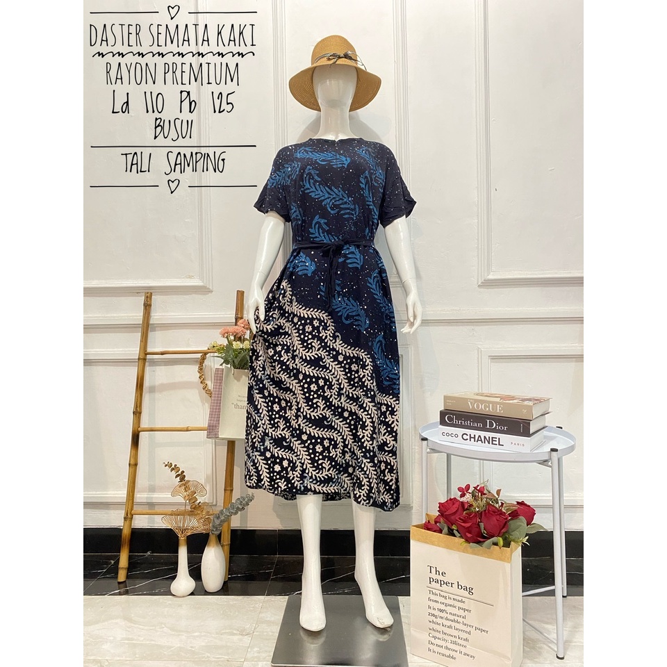 Hot Sale ! Daster Long Semata Kaki abstrak cap - Daster Twill Rayon - Daster Jumbo lengan pendek - Daster Batik Usman kekinian-15