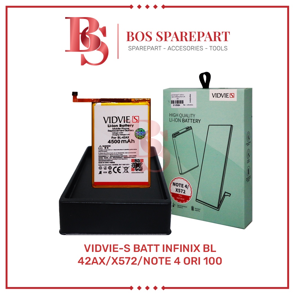 VIDVIE-S BATERAI INFINIX BL-42AX / X572 / NOTE 4 ORIGINAL 100 / BATTERY / BATRE