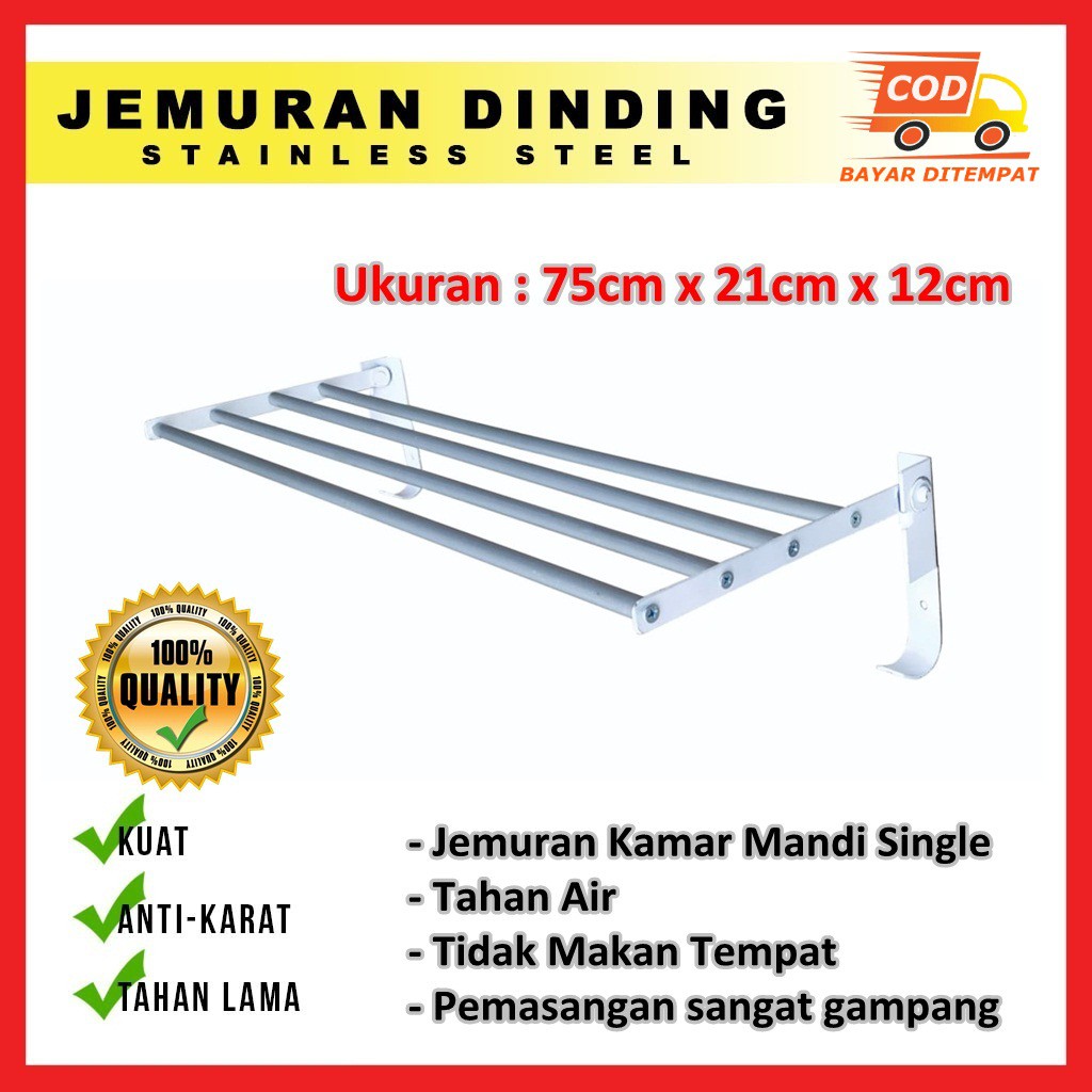 BEST SELLER TERMURAH Rack Handuk toilet multifungsi  SERBAGUNA Dinding toilet Aluminium single