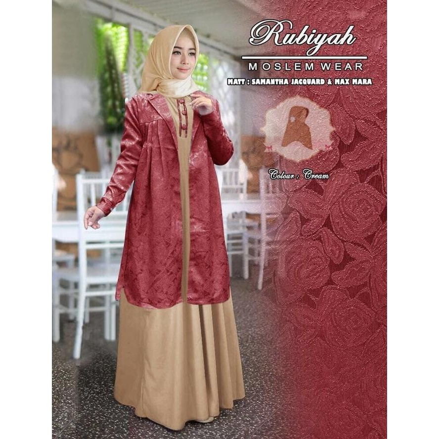 JUAL Rubiyah set cream,setelan hijab syari gamis kantor,baju muslim wanita FREE ONGKIR