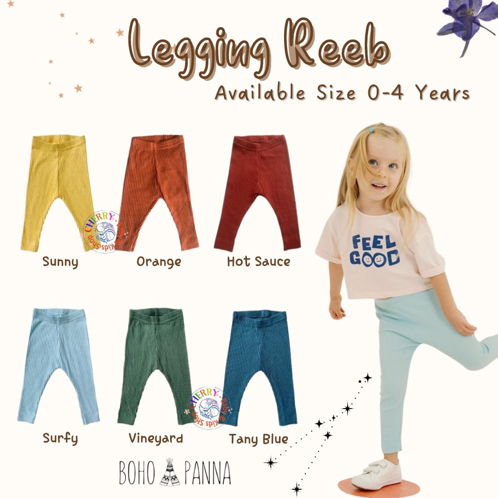 BOHOPANNA Legging Reeb 0M - 4Y Celana Legging Anak Milky Blue Banana Part 2 CBKS