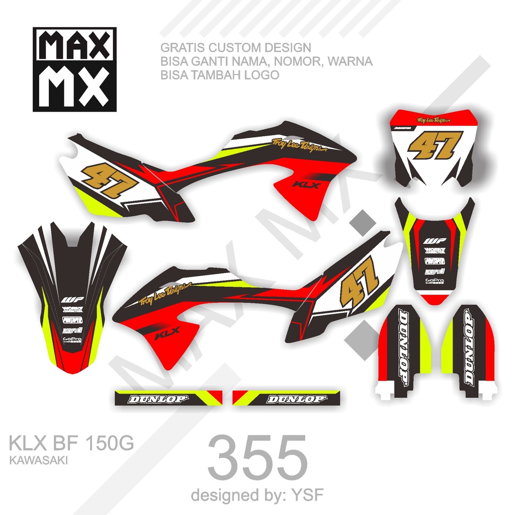 DECAL STIKER MOTOR KLX BF 150 G MOTIF SUPER HERO HULK HIJAU HITAM