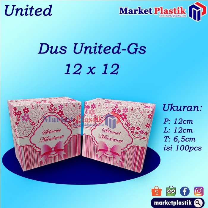 

Dus makanan/box kue/dus snack/box kue murah/DUS UNITED GS 12X12@100PC