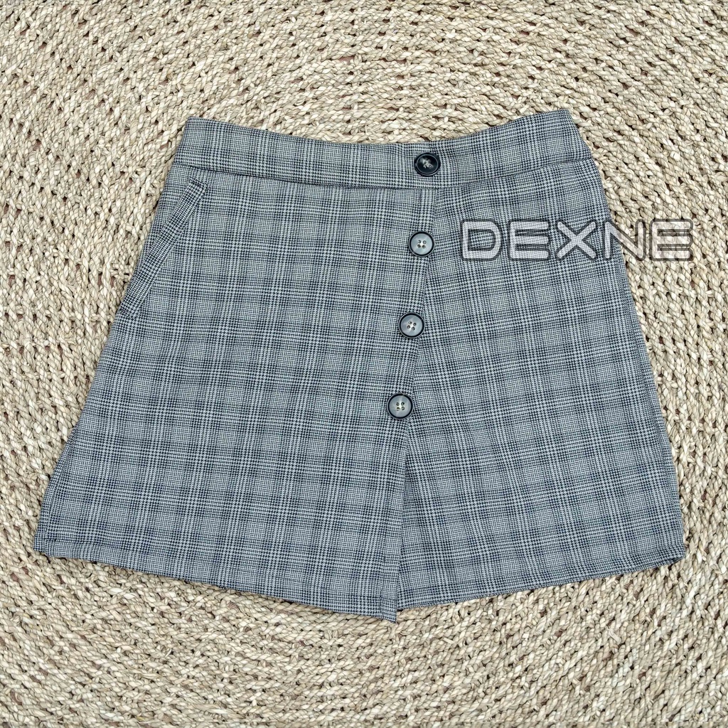 DEXNE - Rok Celana Pendek Mini Skirt Korean Style Wanita Dewasa Kotak Kotak