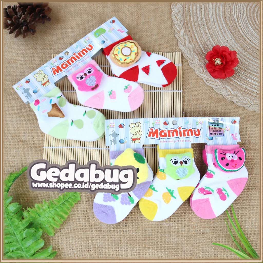 ( 3pcs) Kaos Kaki Bayi Mamimu / Kaos Kaki Boneka Newborn - gedabug