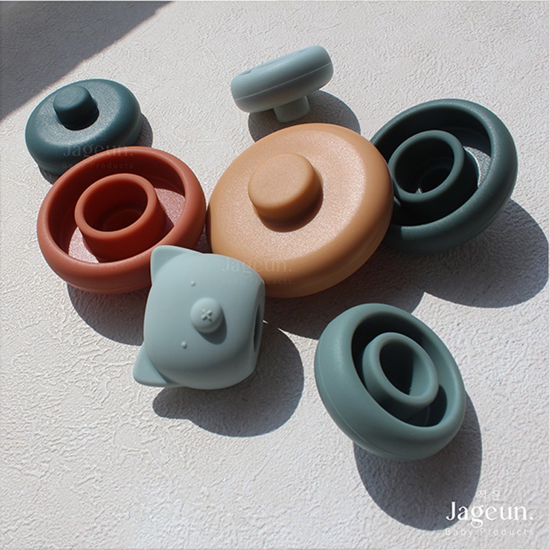 JAGEUN Premium Silicone Baby Ring Donut Teether Stack | Susunan Gigitan Edukasi Bayi