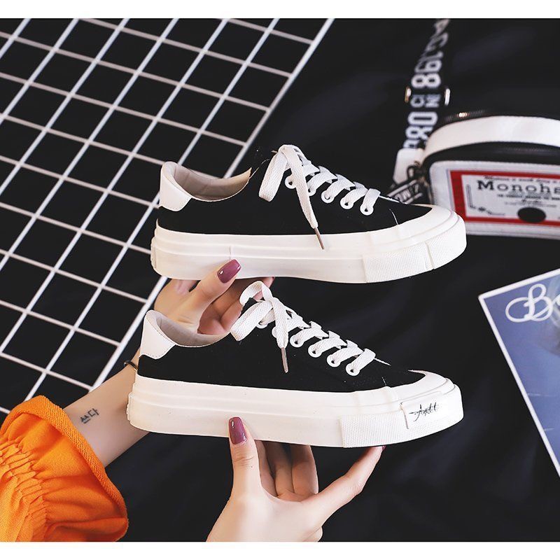 Sepatu Wanita Canvas Sepatu Cewek Tali Original Model Korea Nyaman Dipakai Sepatu Pelajar Kuliah