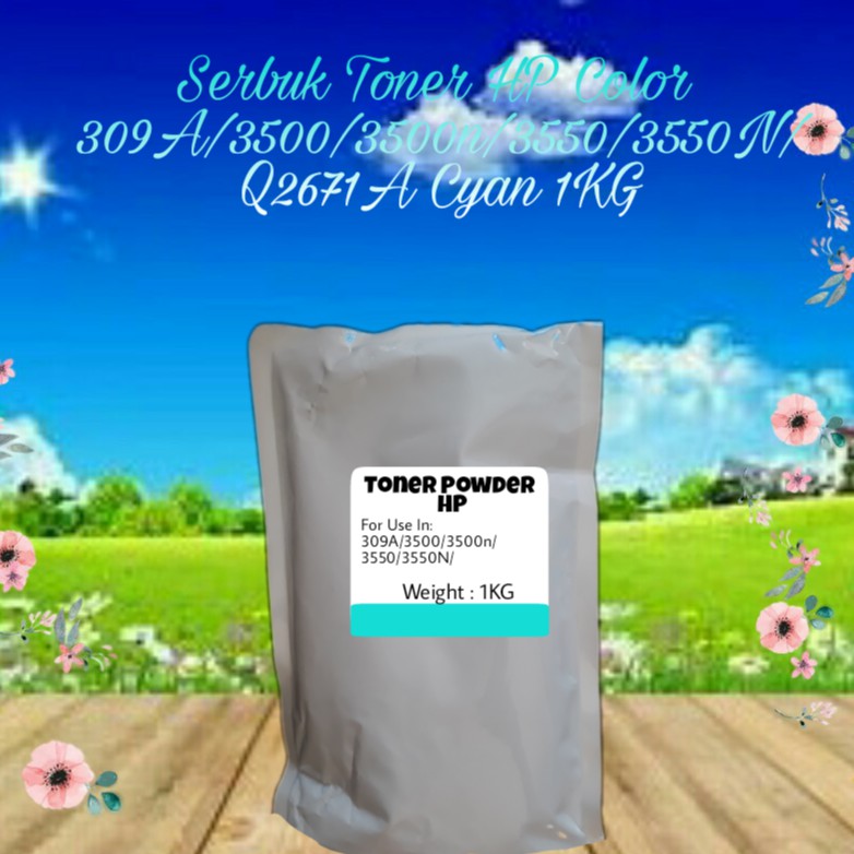 Serbuk Toner Refill Powder Bubuk HP 309A 3500 3500N 3550 3550N Q2671A Cyan 1kg