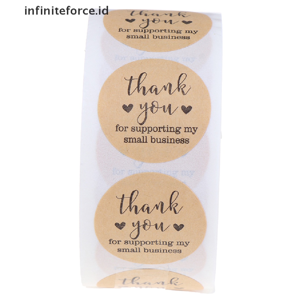 Infiniteforce.id 500pcs / Roll Stiker Label Bulat Tulisan Thank You Handmade