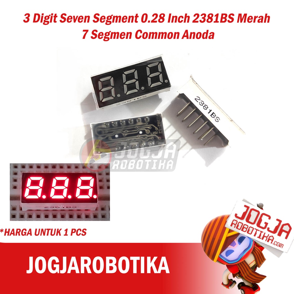 3 Digit Seven Segment 0.28 Inch 2381BS 2831BS Merah 7 Segmen Common Anoda