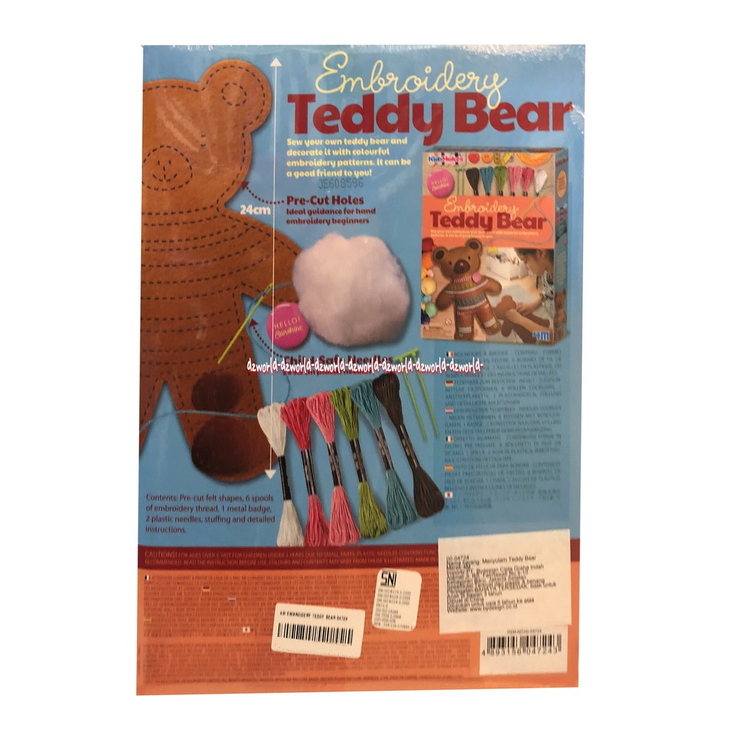 4M Kid Maker Embroidery Teddy Bear Bordir Membuat Boneka Keterampilan Menyulam Boneka Beruang