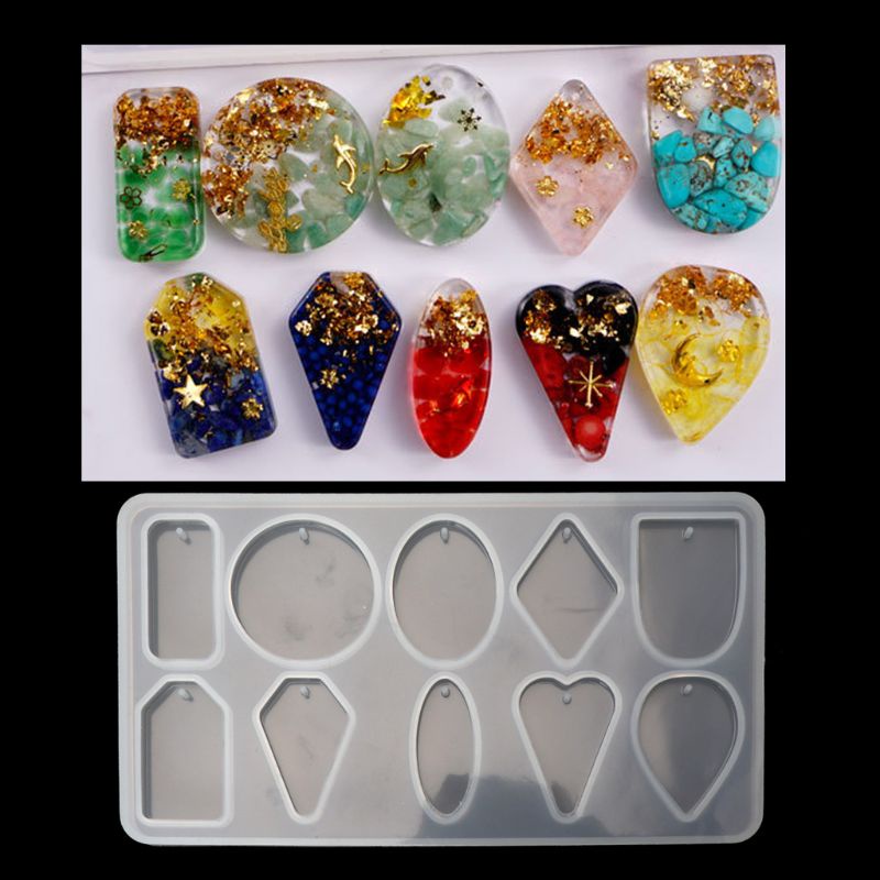 SIY  4Pcs Silicone Resin Mold Jewelry Pendant Mold Kit Necklace Bracelet Jewelry Tool