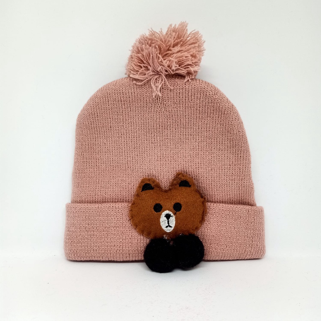 beanie hat kupluk bayi beruang brown lucu / kupluk anak bayi usia 0-3 tahun