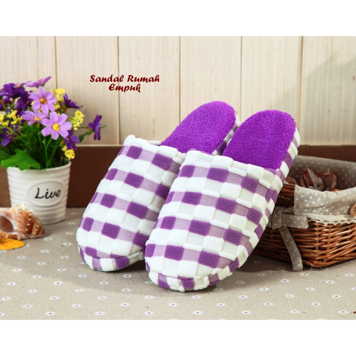 Promo sandal rumah empuk kotak kotak sandal super empuk
