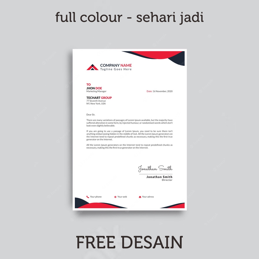 

kop Surat perusahaan kop surat sekolah / instansi / organisasi Full Color