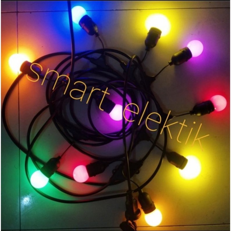 Kabel 10meter + Fiting 10 Fiting 10 Lampu Costum Cocok buat Cafe Outdoor Gantung