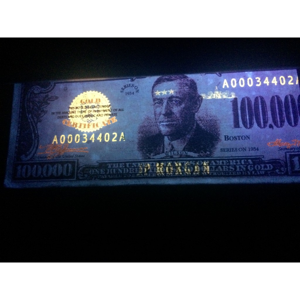 uang kuno banknote uka-uka US100,000 JP Morgan