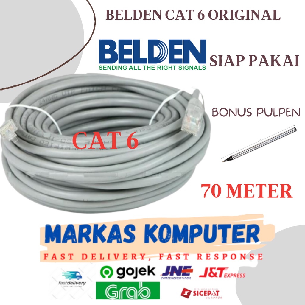 Kabel LAN UTP Belden Cat 6 70M - Cat6 Belden Original Siap Pakai 70 Meter