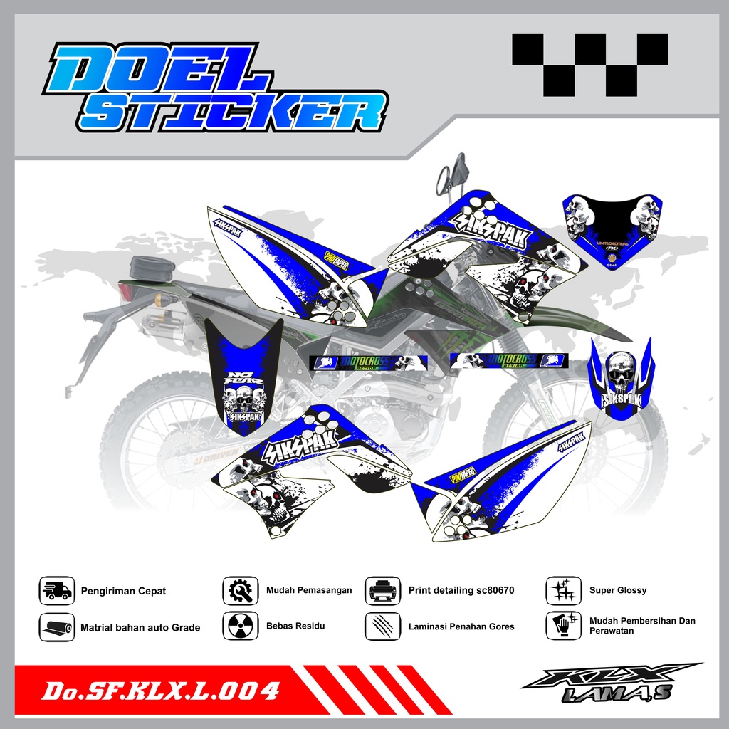 Sticker Striping Honda KLX L , S Lama List Variasi Hologram , Crome Doel 004