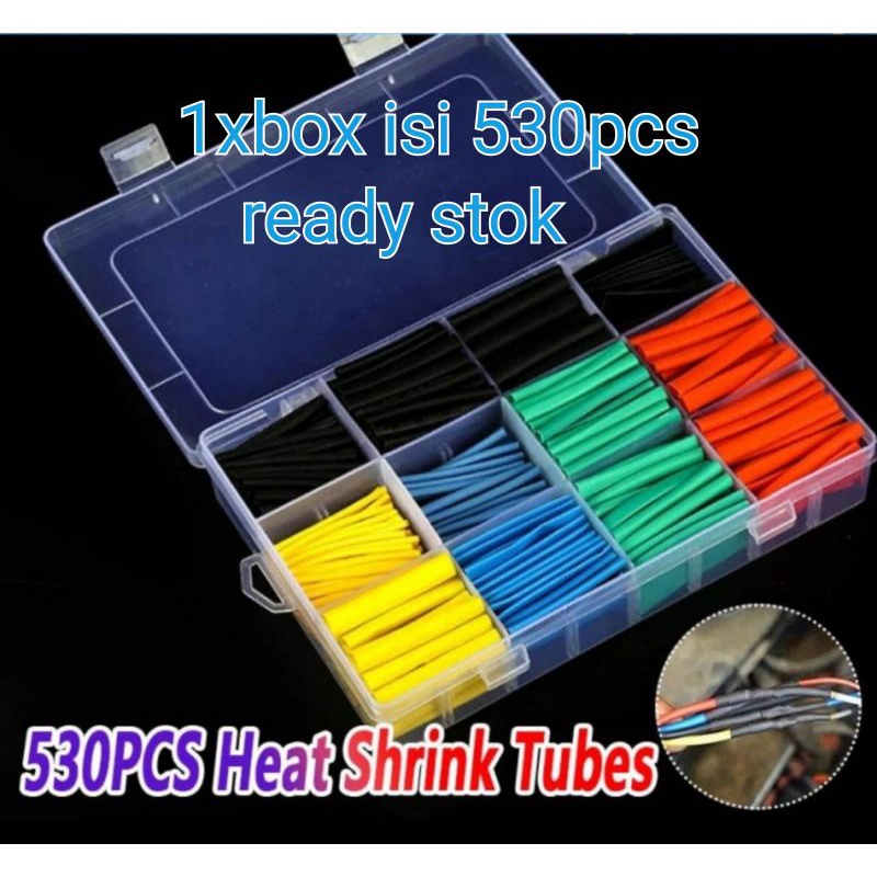 530pcs Selang Bakar Heat Shrink Tube Isolasi Bakar Selongsong Murah