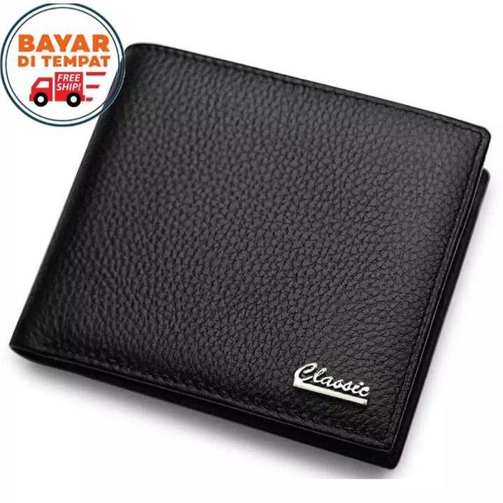 Dompet Kulit, Dompet Pria Polos Multicard Logo Random + BOX Free