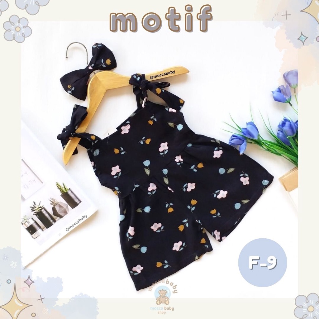 MBSS - BBB JUMPSUIT HANA setelan anak perempuan jumper bayi motif bunga lucu free headband PART 2