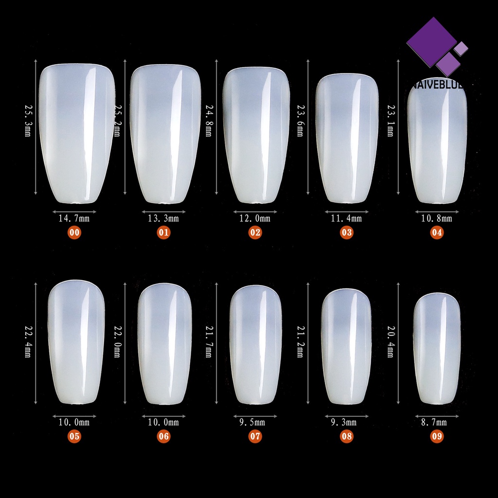 500pcs Kuku Palsu Bahan Plastik Warna Natural Untuk Wanita