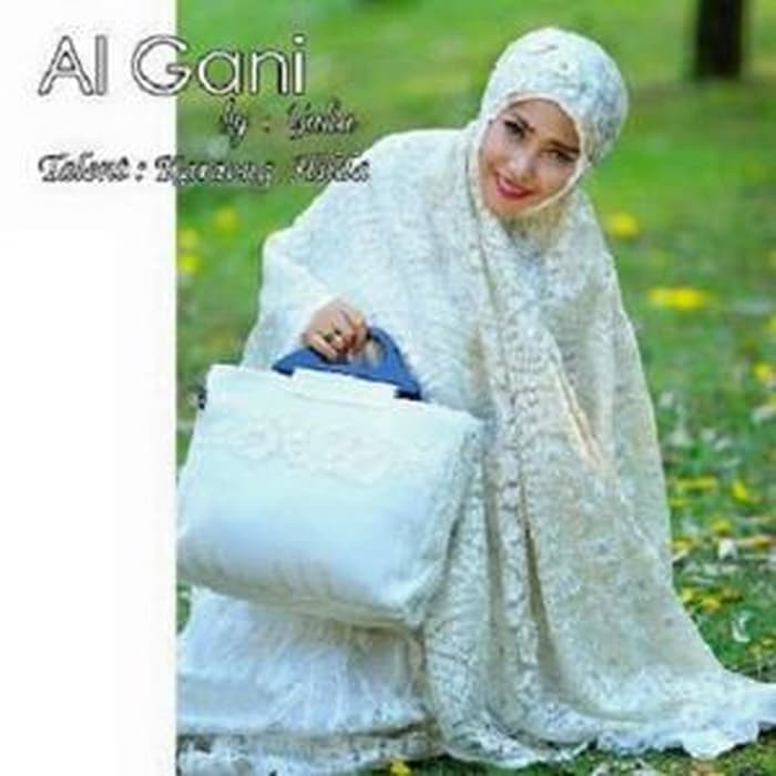 Promo !!! Azurra Shop Mukena Syahrini Putih White Full Brukat Cantik By Al Gani, Original Mekenah