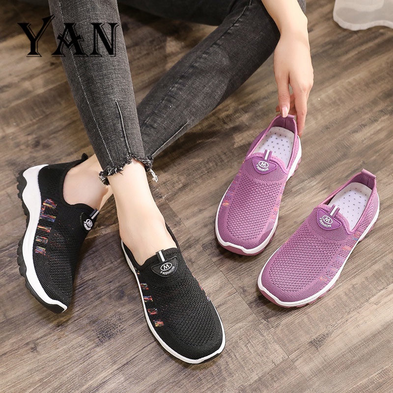 YAN Sepatu Wanita Sepatu Slip On Bernapas Sepatu Sneakers Wanita