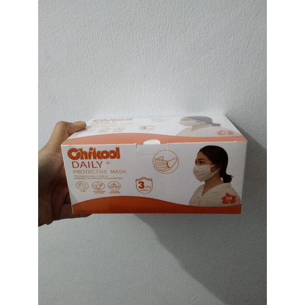 MASKER CHIKOOL DAILY 3PLY (TALI LEBAR WARNA PUTIH)