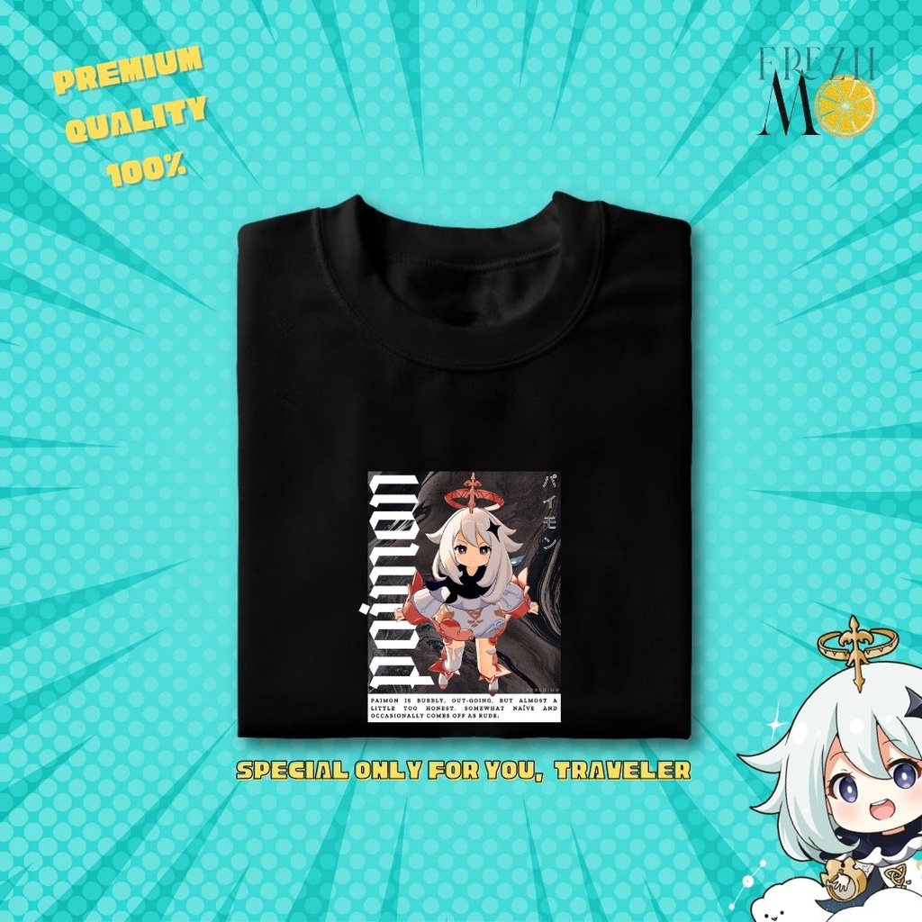 Kaos Genshin Impact "Paimon, Lumine, Aether, Keqing, Childe" Premium Quality 100%