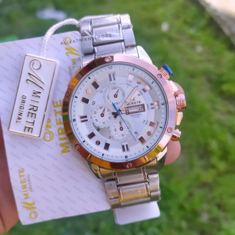 COD JAM TANGAN PRIA IMPORT MIRETE WATER RESISTANT 3ATM //Jam TANGAN PRIA SPORTY RANTAI STAINLIS STEL  SILVER PLAT HITAM TERLARIS // JAM TANGAN PRIA TERBARU JAM TANGAN PRIA TERLARIS // JAM TANGAN MIRETE SUPER MEWAH FASHION PRIA TERMURAH BISA COD