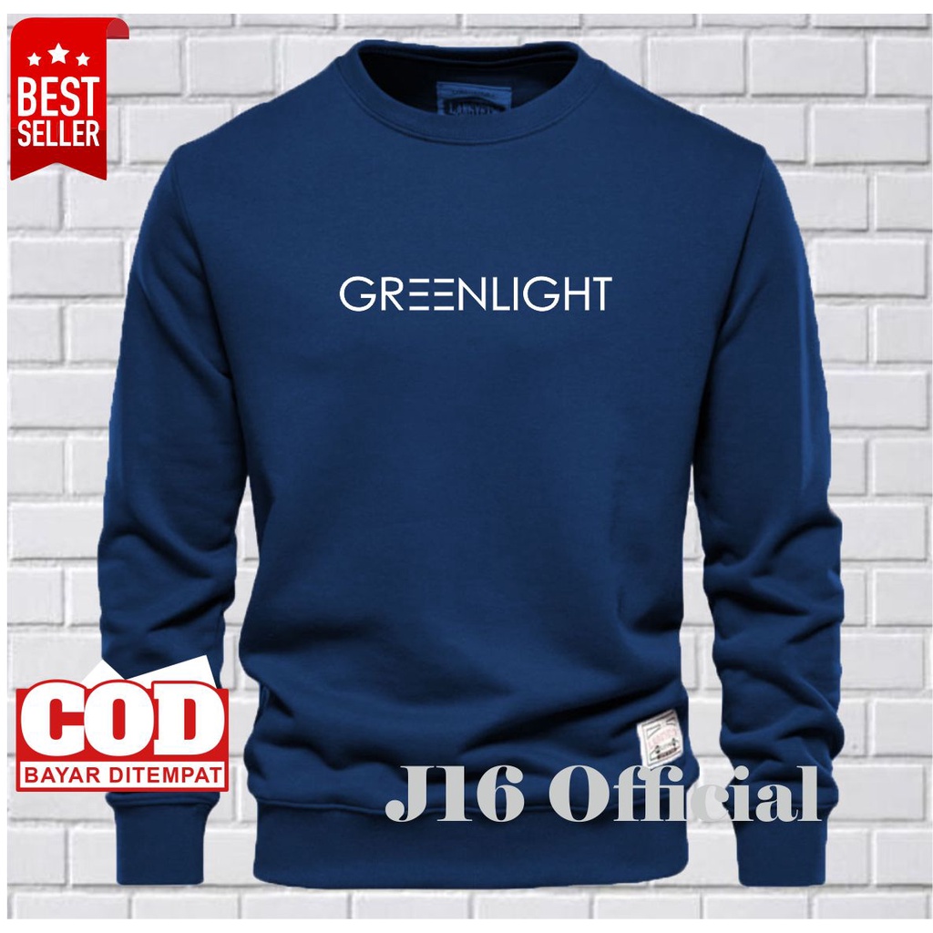 GREENLIGHT CREWNECK Sweater Oblong Pria Wanita Bahan Fleece Tebal