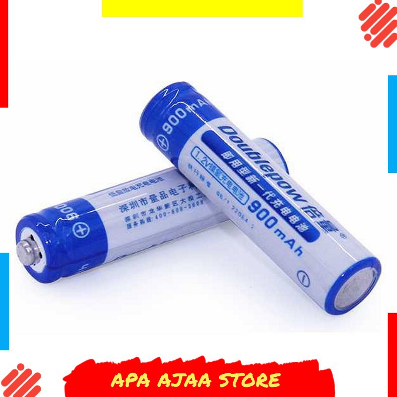 Terbaru ! DOUBLEPOW Batu Baterai Alkaline Rechargeable AAA 900mAh 2PCS