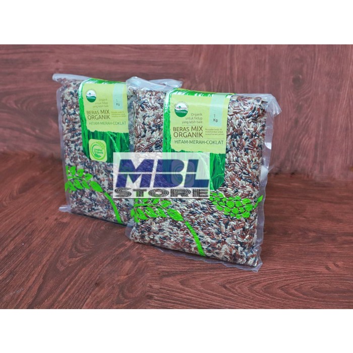 

978Eq10W Beras Mix Grain ( Coklat, Merah, Hitam ) Organik 1 Kg Lingkar Organik WQ12