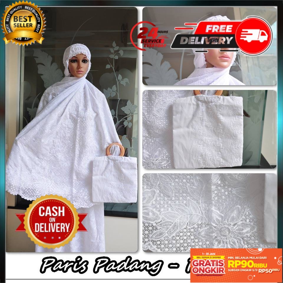 MUKENA DEWASA FULL BORDIR KATUN PARIS PADANG