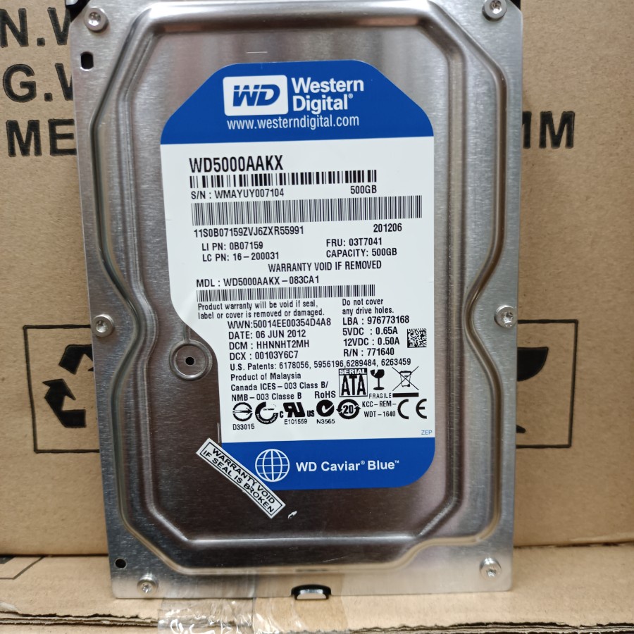 WD Blue Harddisk Internal 500GB 3.5 inch SATA 3 Bekas