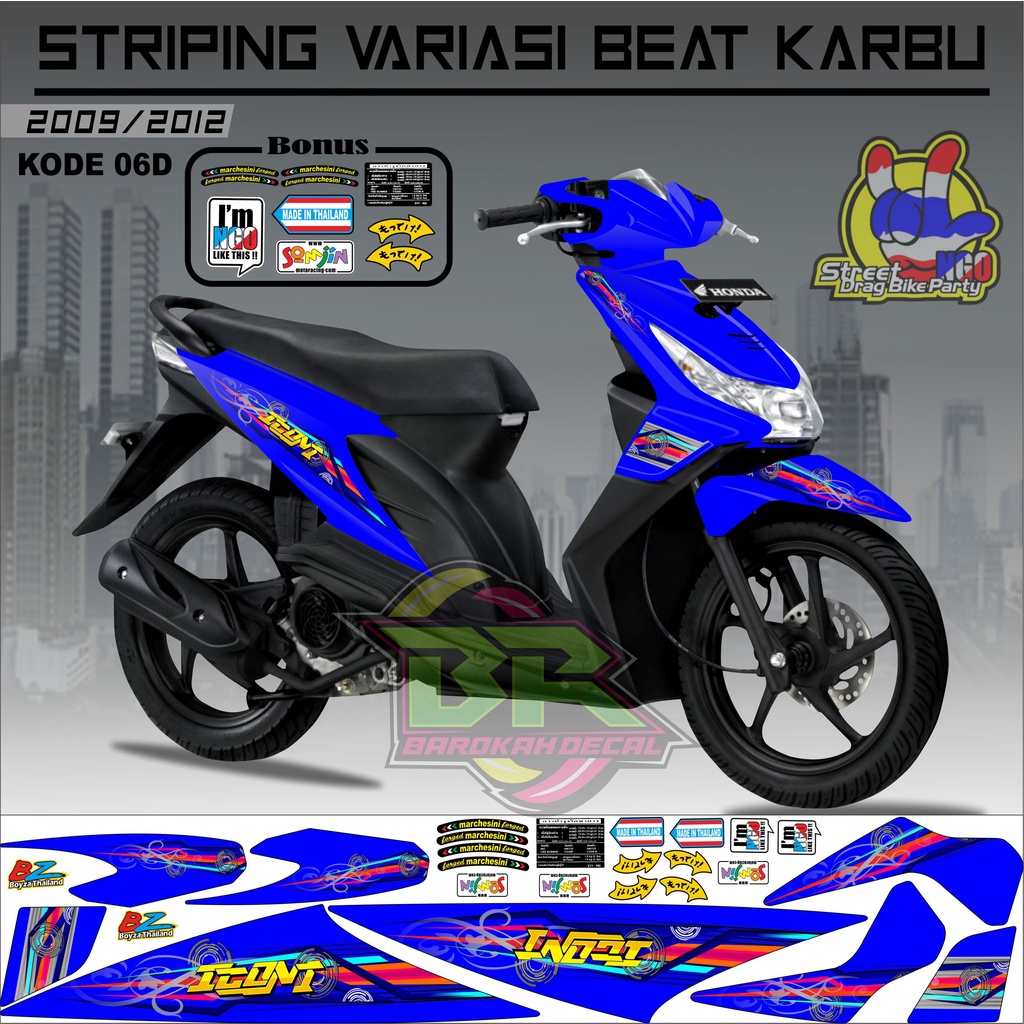 Striping Beat Karbu Stiker Lis Motor Beat Karbu kode 06