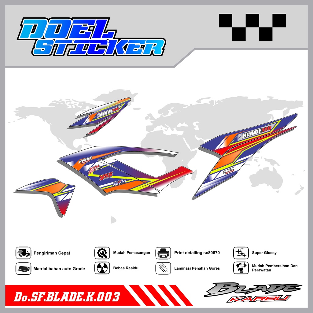 STICKER STRIPING BLADE 110 KARBU - STICKER STRIPING LIST VARIASI HOLOGRAM , CROME BLADE 110 KARBU DOEL 003