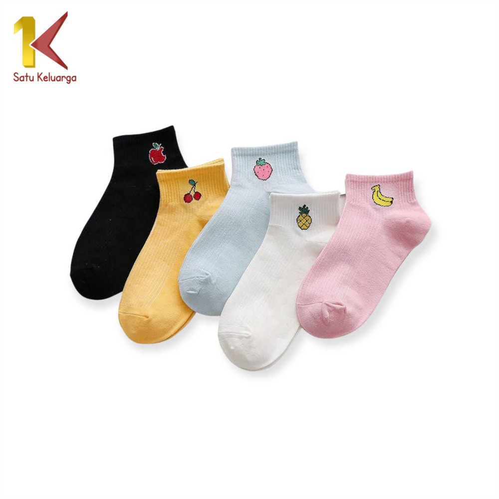 Satu Keluarga Kaos Kaki Semata Kaki Polos P55-P58 Kaos Kaki Pendek Dewasa / Kaos Kaki Ankle Wanita Motif-BUAH