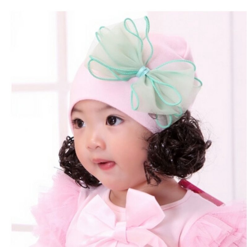 topi rambut palsu pita/topi rambut palsu/topi anak/kupluk rambut wig/topi wig