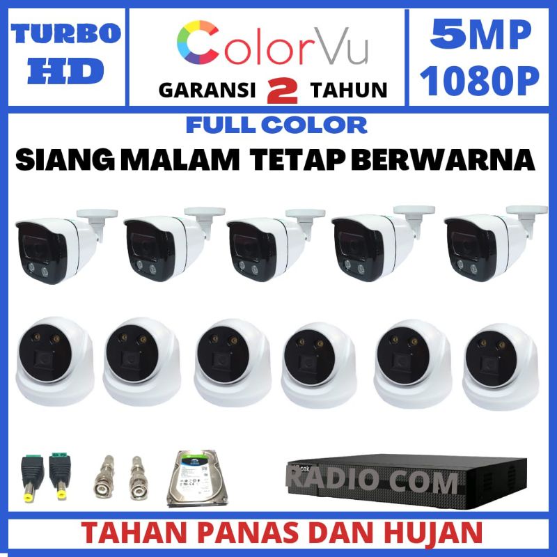 PAKET CCTV COLOR VU 16 CHANNEL 11 KAMERA 5MP 1080P IR SONY GELAP TETAP BERWARNA