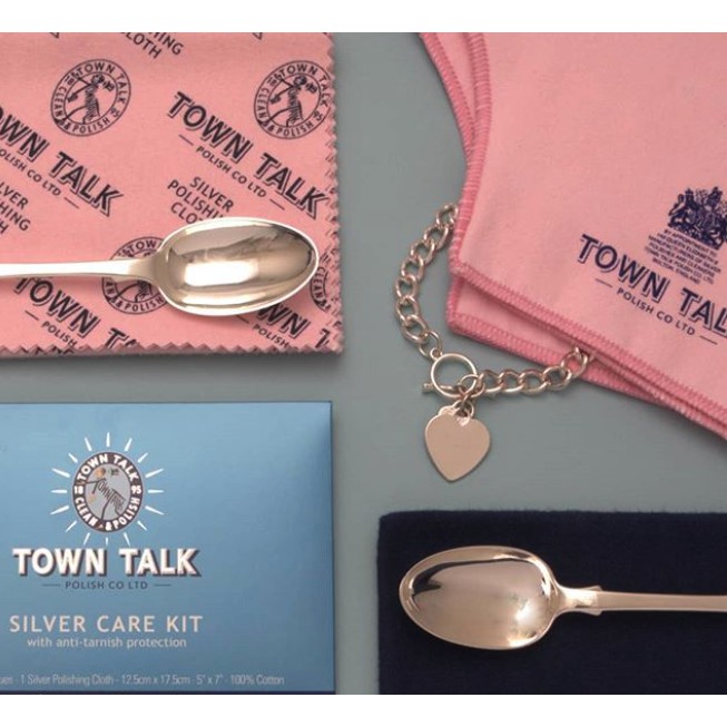 Original Town Talk Polish -Anti Tarnish SILVER Polishing Cloth lap poles silver