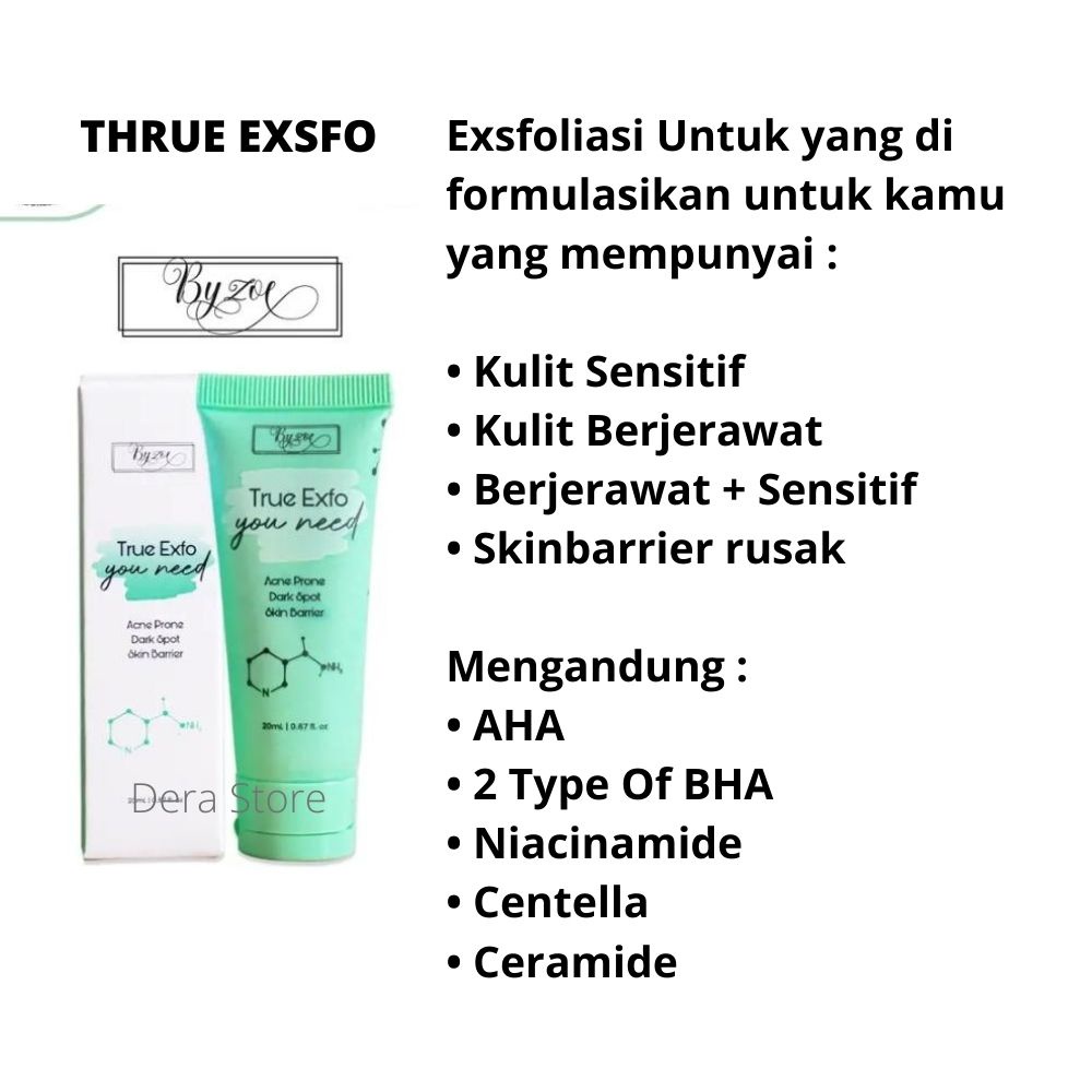 Byzoe Paket Hemat for Acne Skin (True Exfo+Face Spray) Menyamarkan Bekas Jerawat BPOM