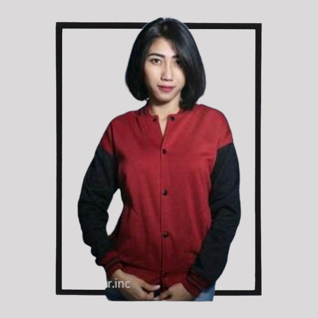 Jaket Varsity Jaket Baseball Jaket Pria Jaket Wanita Maroon-Hitam Polos Unisex