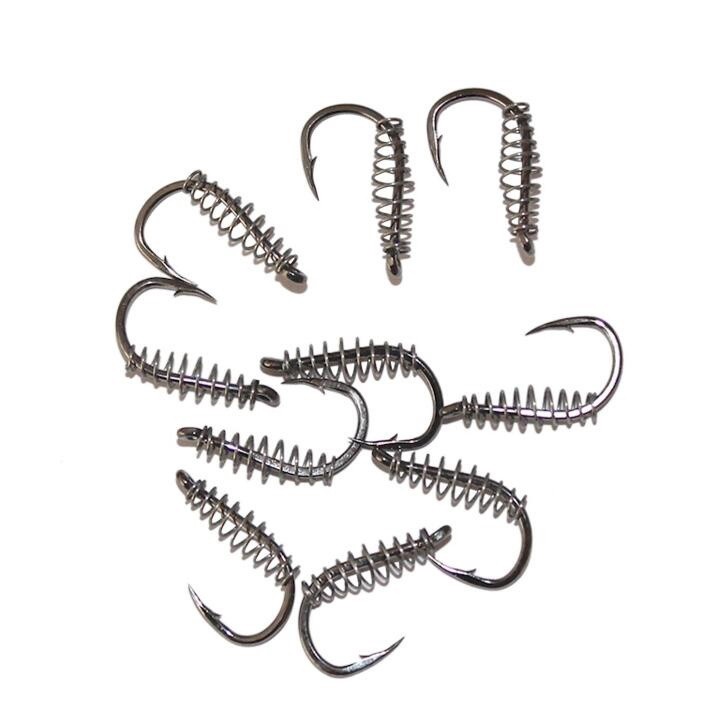 20pcs/lot High Carbon Steel Spring Hook Barbed Swivel Carp Jig Fly Fishing Hooks With Hole