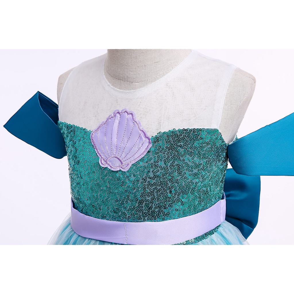 MERMAID SHELL DRESS GAUN PESTA ANAK PEREMPUAN DRES KOSTUM PRINCESS ARIEL DUYUNG TUTU IMPORT